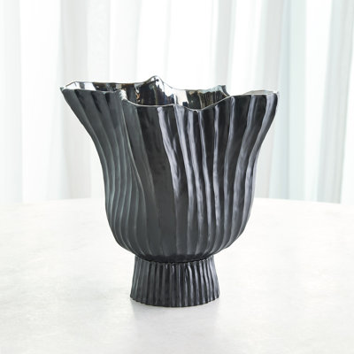 Folha Footed Vase-/Metallic-Sm