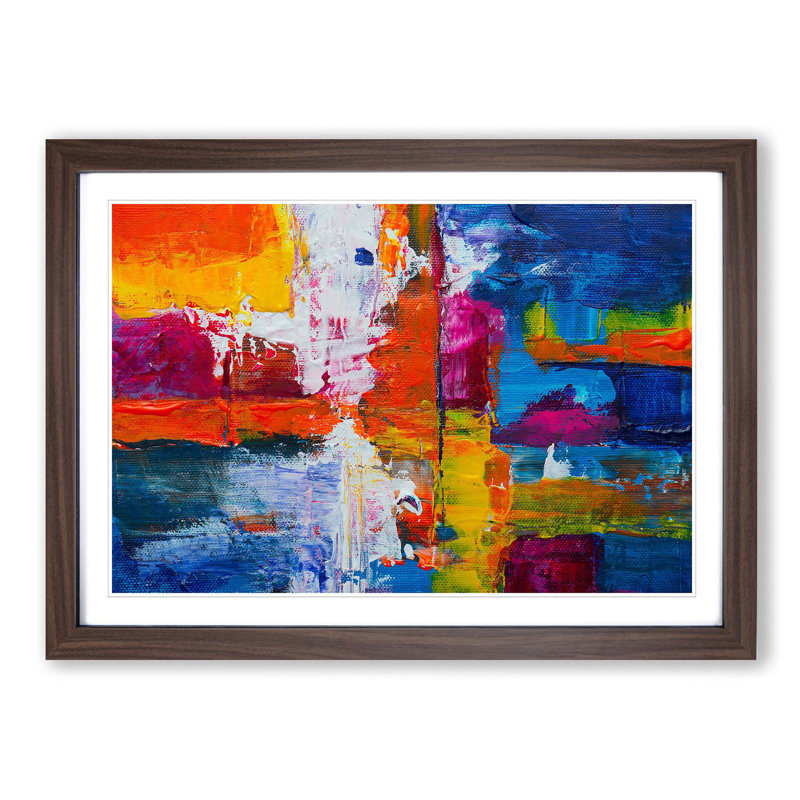 Abstract Art Painting Vol.443 by S.Johnson - Picture Frame Painting Print, 48cm H x 65cm W x 2cm D, Walnut Framed