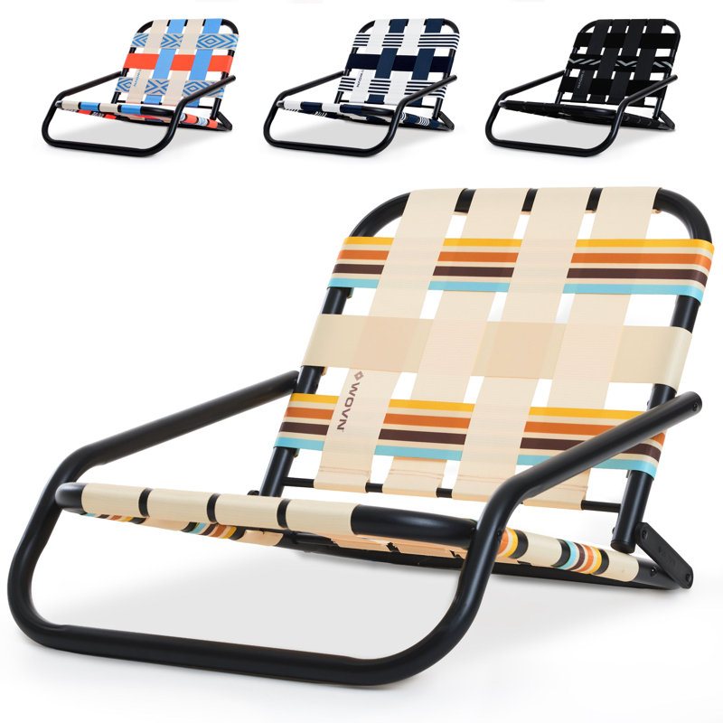Chaises de plage basses WOVN - Chaise de plage pliante de qualité supérieure pour adultes - Profil bas, super léger avec sangle d'épaule portable - Idéal pour le sable et la pelouse - Pilote