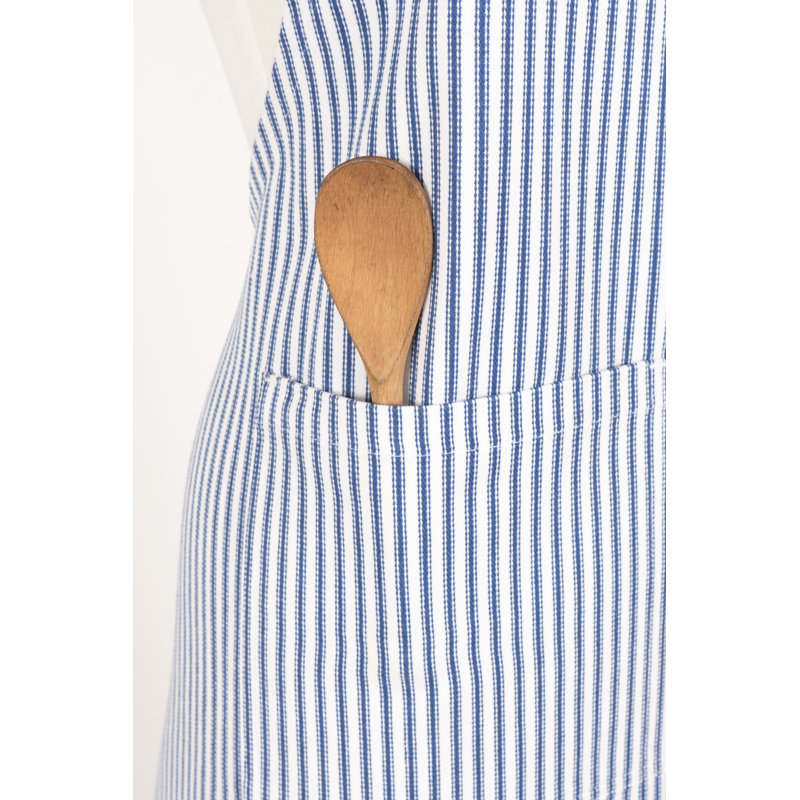 Graduation Striped Cotton Apron, Blue