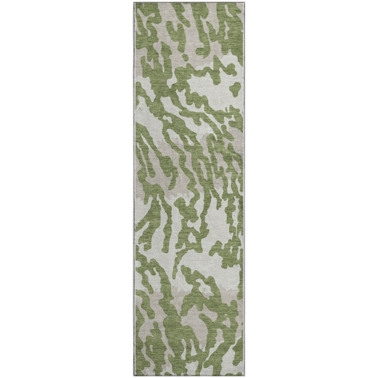 Premium Machine Washable Prisco Green Rug