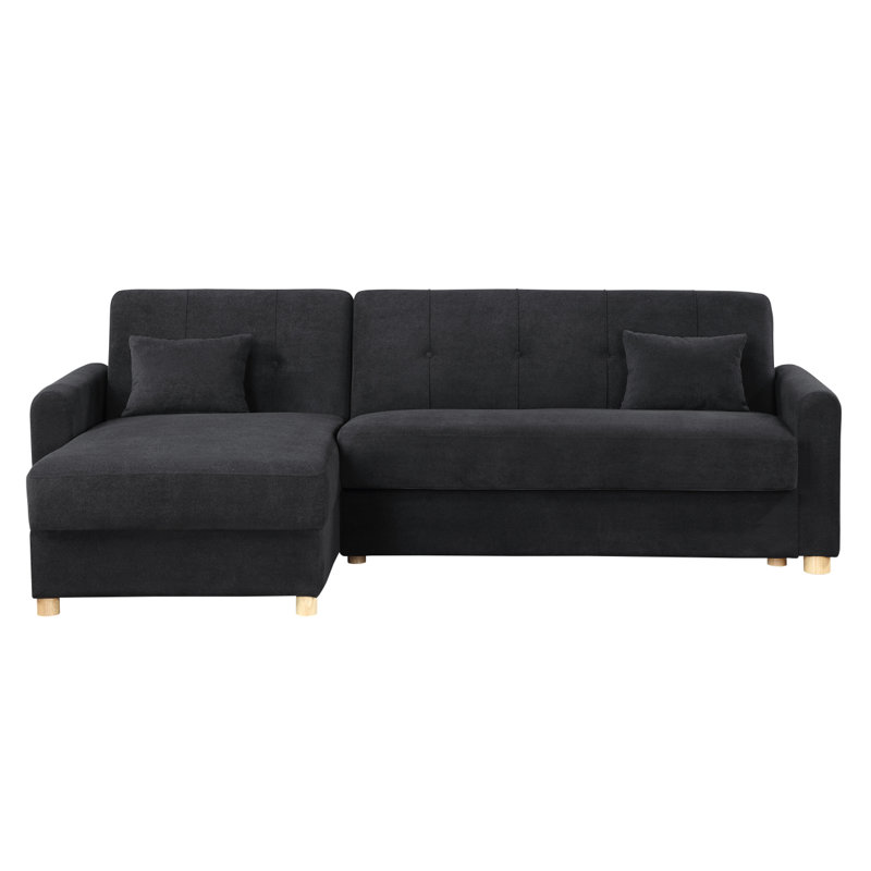 Canapé-lit modulaire convertible en tissu avec méridienne réversible et rangement Modern Thomas