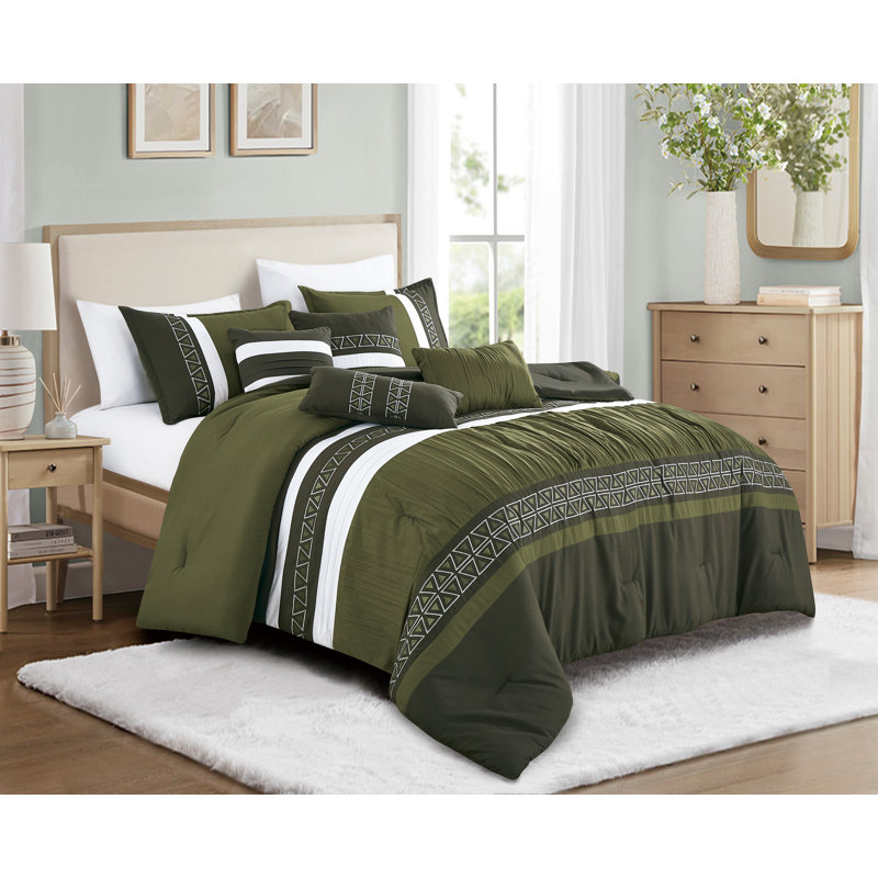 Ensemble d'édredon 7 pièces 7 pièces, Édredon de grande taille et 6 pièces supplément, green