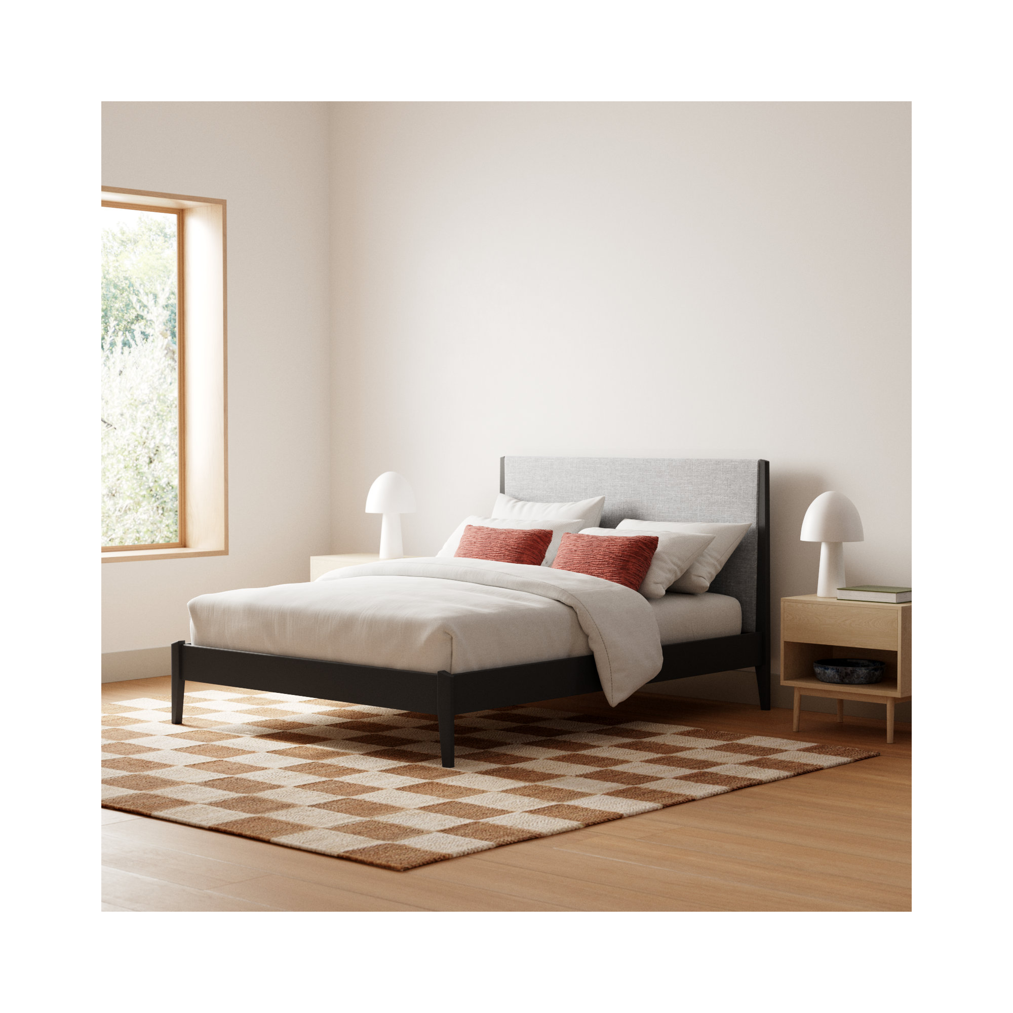 Javi Upholstered Bed, Full, Black