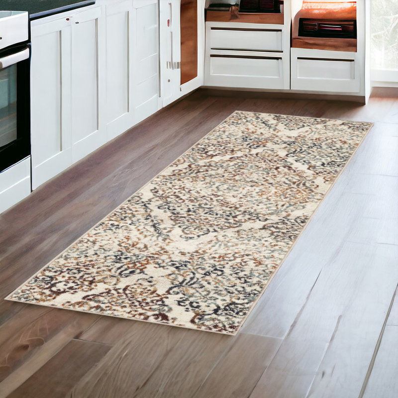 8' Runner Ivory Oriental Runner Rug, Runner 2' x 8'