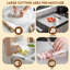 Planche à découper et à pâtisserie en acier inoxydable de 50 x 40 cm avec rebord et grattoir