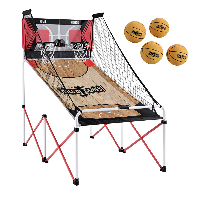 84" Tall Red and Black Indoor Arcade Basketball Game with Steel Frame
