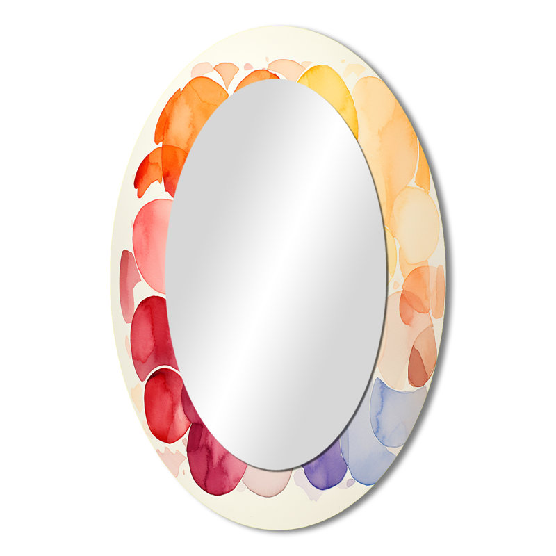 Pastel color geometric ink - Large Oval Wall Mirror On Metal, 36" H x 24" W