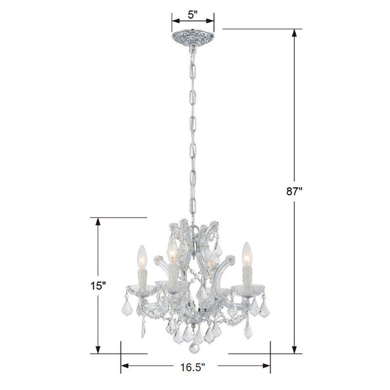 Lustre traditionnel style bougie Wehr, Italien, Chrome