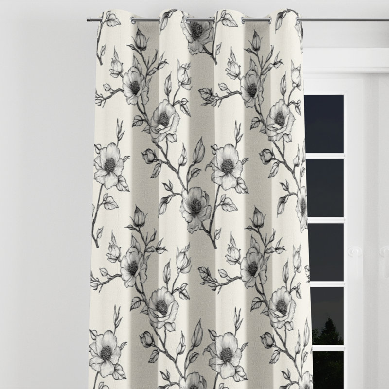 Rideaux Modern - croquis de toile noire avec œillets - 1 panneau, L 52 po x L 90 po, Œillets argentés