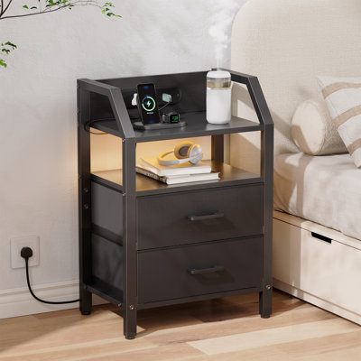 66cm W Steel Bedside Table