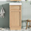 Meuble-lavabo de 15,75 po avec lavabo réversible en résine, armoire en panneau de fibres à densité moyenne avec tablette réglable et porte à pousser, finition en mélamine grain de bois, porte réversible, style rustique pour petits espaces