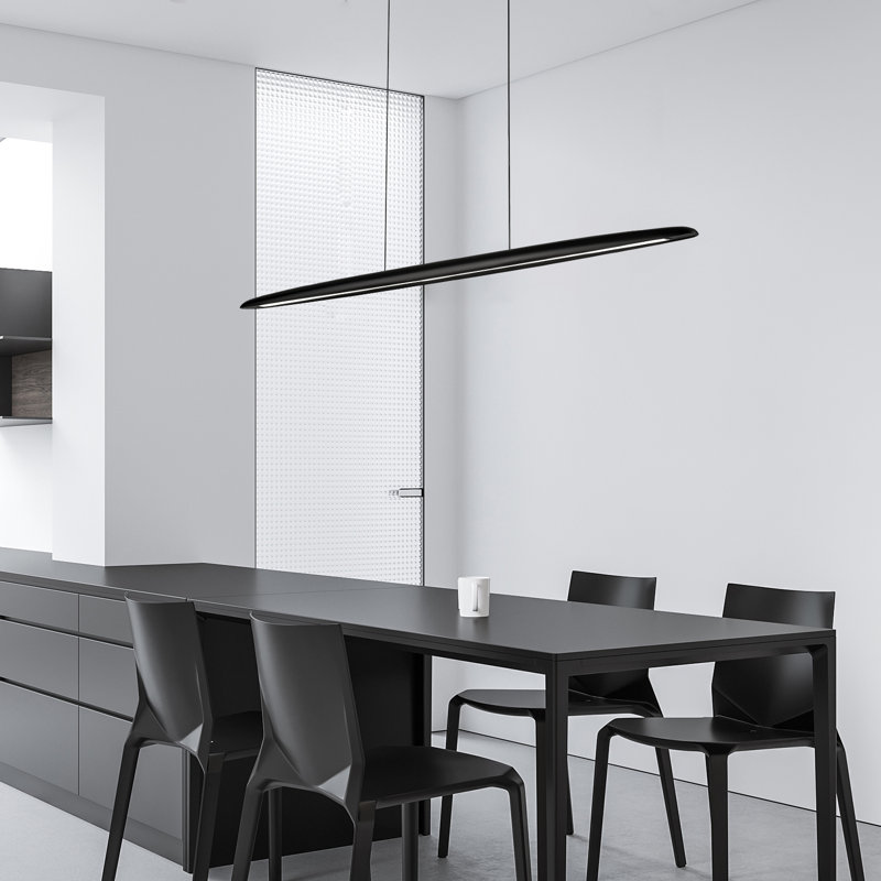 Teyden 1-Light LED Kitchen Island Pendant, Matte Black