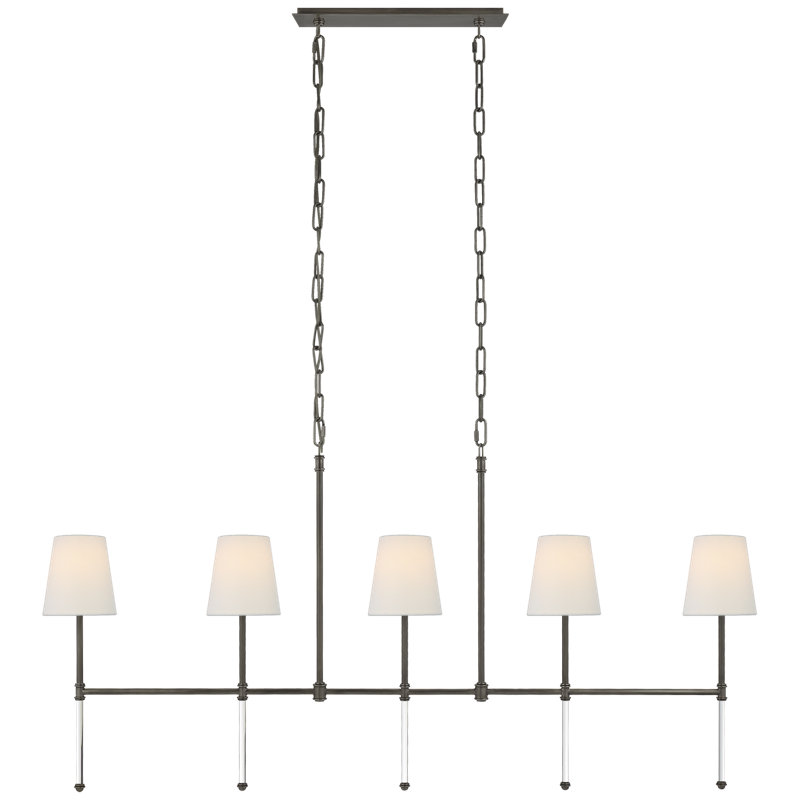 Suzanne Kasler Camille Medium Linear Chandelier, Bronze, Fabric