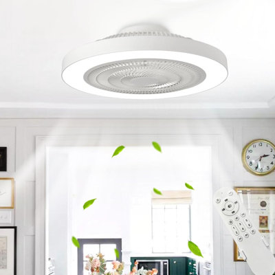 Ventilateur de plafond encastré 19 po avec lumière DEL et télécommande, ventilateur de plafond à profil bas à 6 vitesses à intensité variable, pour salon, chambre à coucher, chambre d'enfant, salle à manger, coin-détente, porche.