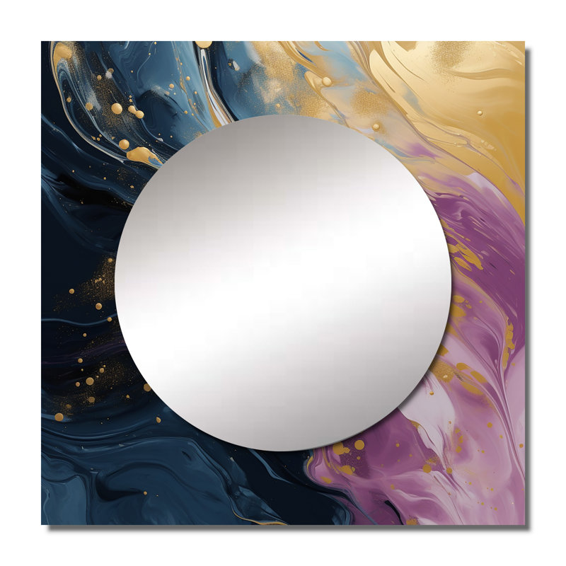 Dekel - Grand miroir carré abstrait pour décoration murale, 29 po x 29 po