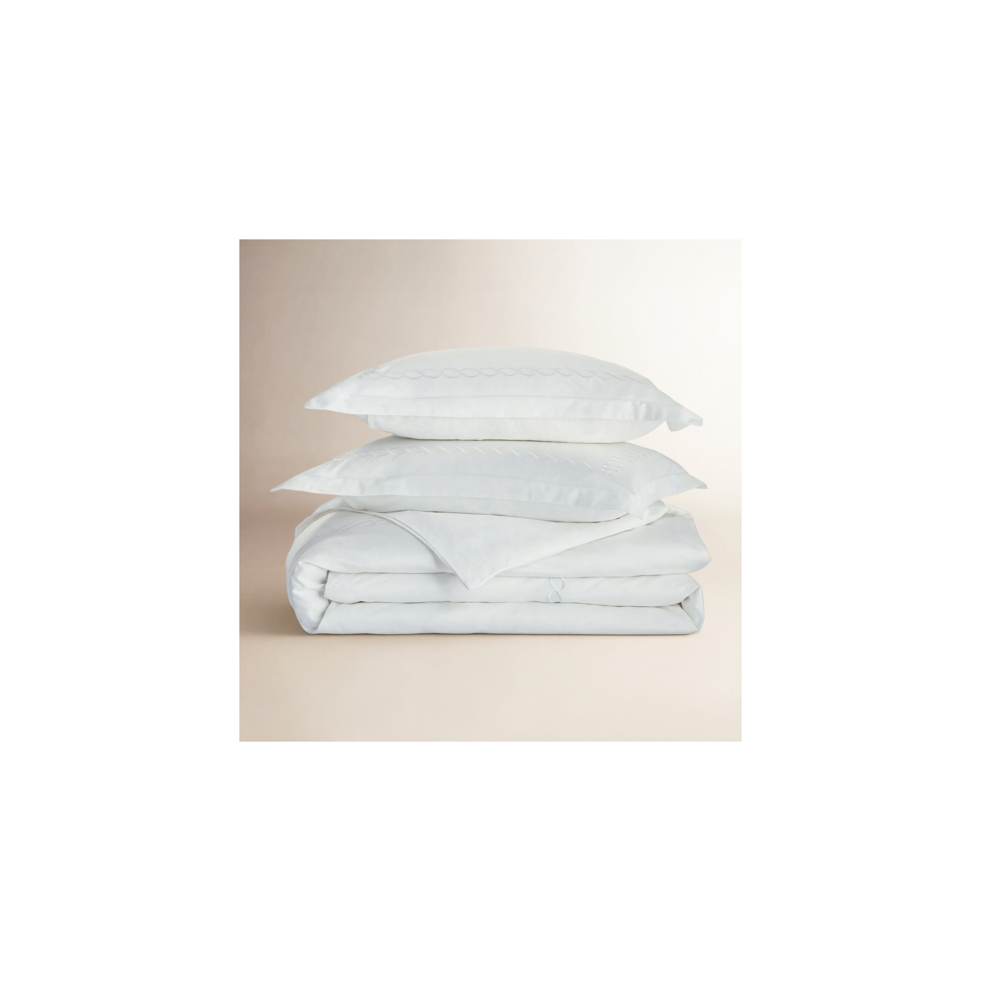 Avellana Sateen Duvet Cover Set, White, King Duvet Cover + 2 King Shams