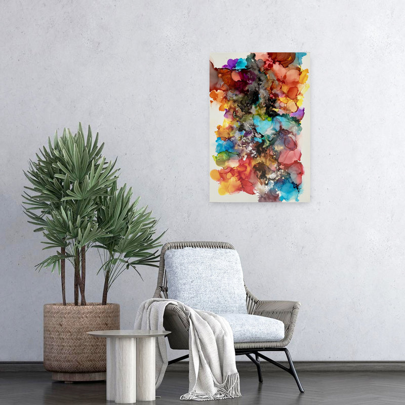 Art contemporain contemporain abstrait coloré, H 24 po x l 16 po
