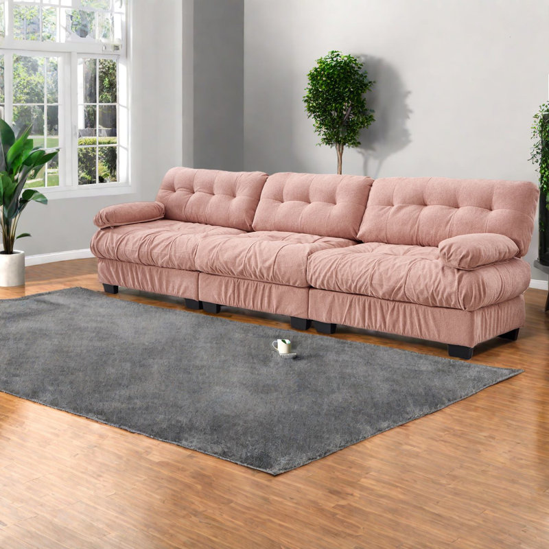 Canapé modulaire spacieux à assise profonde, canapé moderne à structure en bois pour la maison