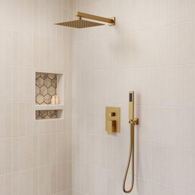 RainfallCascade 10" Pressure Balanced Rain Shower System with Handheld Spray