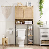 Rattan Over The Toilet Storage Cabinet With Adjustable Shelf