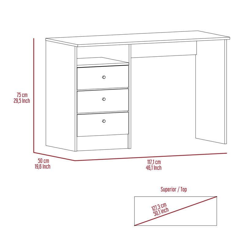 Naples 46" Wide Computer Desk, Black Wengue