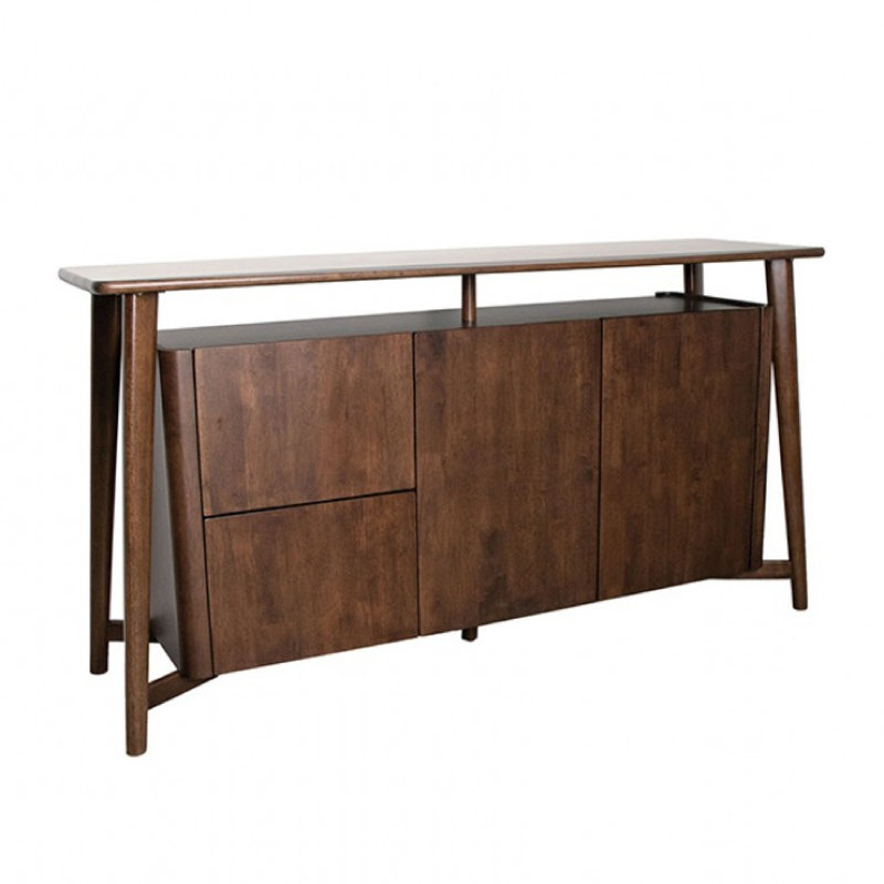 Buffet console Ziva, 2 tiroirs et portes, bois brun 67 po