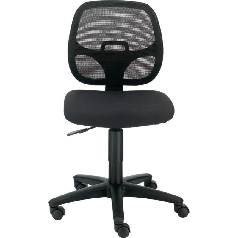 Black Mesh and Fabric Armless Task Office Chair