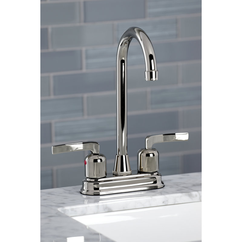 Kingston Brass Centurion Two-Handle 2-Hole Deck Mount Bar Faucet, Polished Nickel