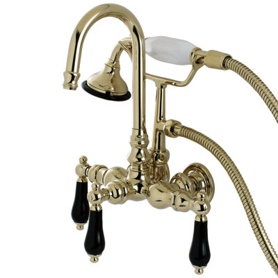 Kingston Brass Duchess Three-Handle 2-Hole Tub Wall Mount Clawfoot Tub Faucet with Hand Shower
