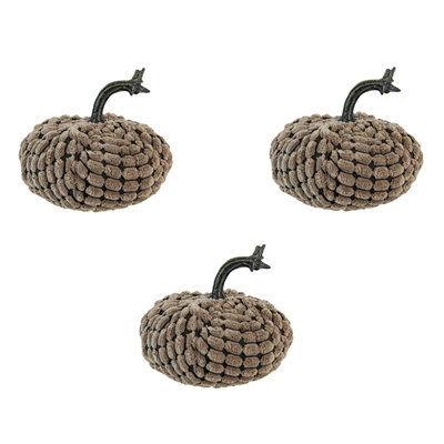 Ensemble de 3 décorations de citrouille en citrouille de 4,8 po x 4,8 po x 4,8 po, brun, citrouille, décorations pour le Festival d'automne des Fêtes et l'Action de grâce