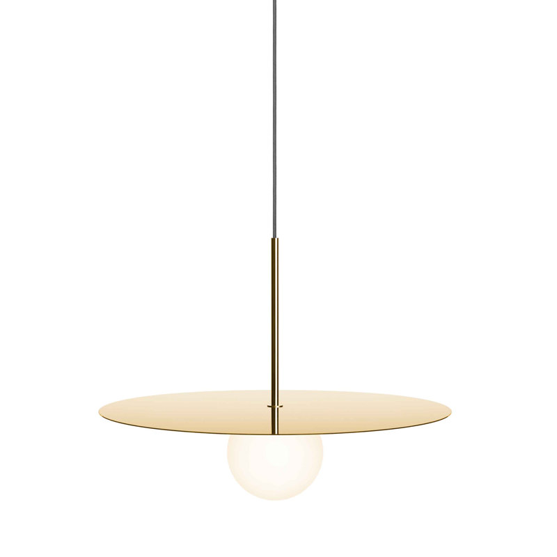 Luminaire suspendu à disque Bola, Laiton, H 15,5 po x l 22 po x P 22 po