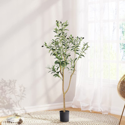 Faux Fiddle Leaf Fig Tree in Cement Pot