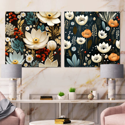«Whimsical Bohemian Bliss Floral», ensemble de 2 reproductions d'art sur toile