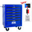 Coffre à outils roulant en métal avec 6 tiroirs, armoire à outils à 6 tiroirs de 20 po avec glissières à roulement à billes, coffre à outils en acier - Noir et bleu