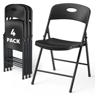 4‑Pack Heavy‑Duty Plastic Folding Chairs, 300 lbs Capacity Steel Frame Foldable Chairs for Wedding Party Events Indoor Outdoor