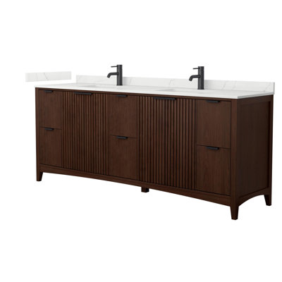 Palmilla 84" Freestanding Double Bathroom Vanity with Quartz Top