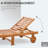 Outdoor Folding Chaise Lounge Chair Recliner With Wheels, Acacia Wood Frame