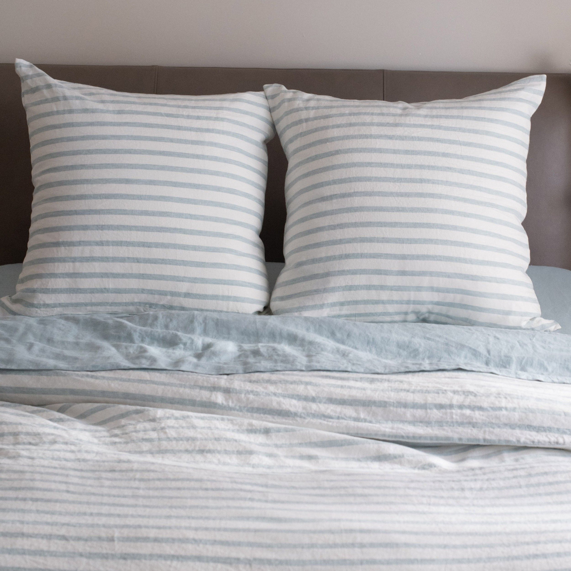 26" X 26" French Linen Euro Pillow, Cream & Wave Stripe