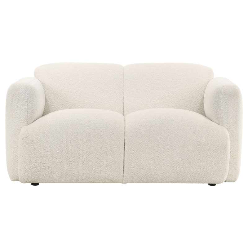 Causeuse recouverte de tissu à accoudoirs arrondis blanc Hemington, Blanc