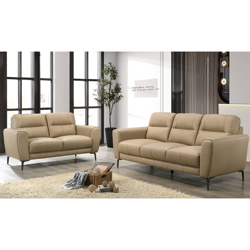 Ensemble de canapés en cuir 2 pièces Gianah, Taupe
