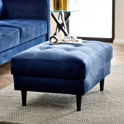 Jodi Velvet Footstall Ottoman - Upholstered Modern Retro Fabric Stylish & Contemporary