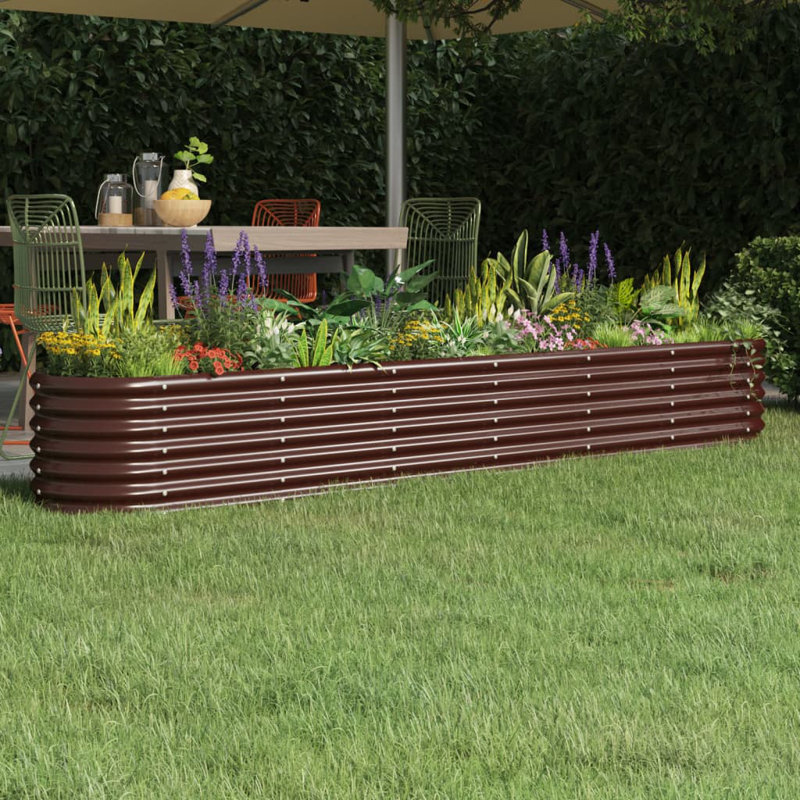 Garden Raised Bed Powder-coated Steel, Brown, 36cm H x 260cm W x 40cm D