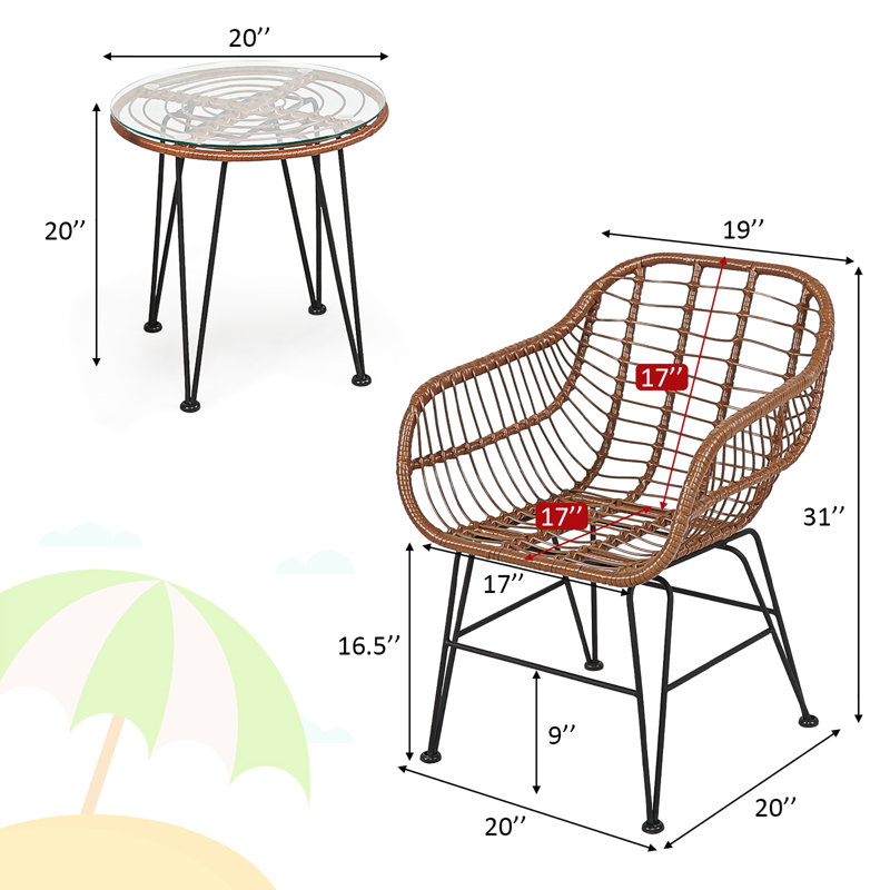 Cadnite - Person Patio Conversation Set, Brown, Beige
