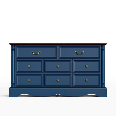 Commode 8 tiroirs, commode de ferme de 54 po de largeur avec station de charge