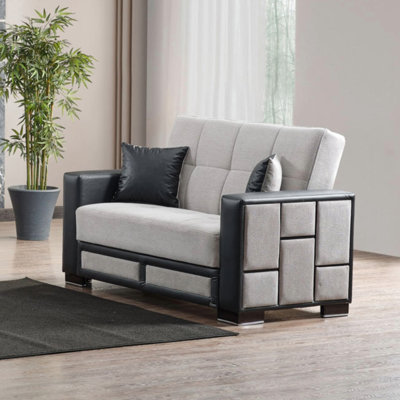 Causeuse convertible 63 po avec rangement Nettleton, petit canapé pour petits espaces, salon, appartement, bureau, coussin de siège ferme