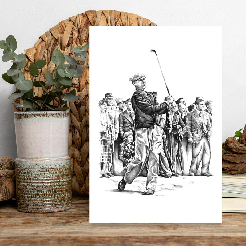 Art mural rétro classique de golfeur, 18" H x 12" W