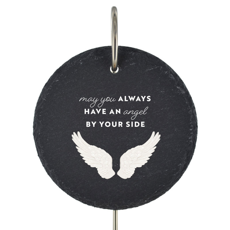 Branyah Wings Angel by Your Side Circle Slate Marker Memorial Plaque