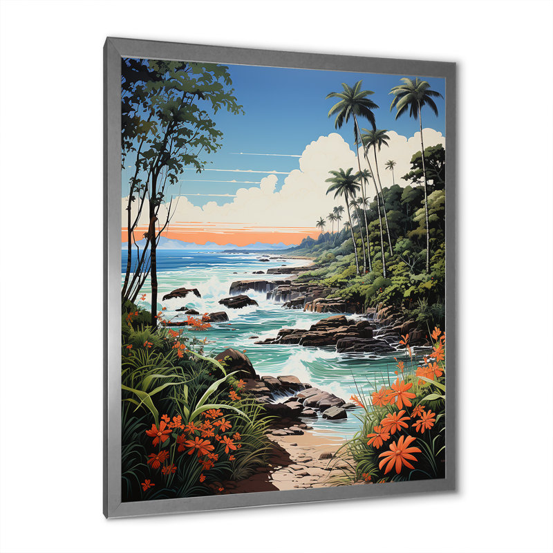 «Beinteinn Coastaltropical Tropical Paradise I», reproduction sur toile, Cadre photo argenté, H 44 po x l 34 po x P 1,5 po
