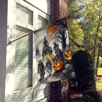 Double Sided 40'' H x 28'' W Polyester Halloween House Flag